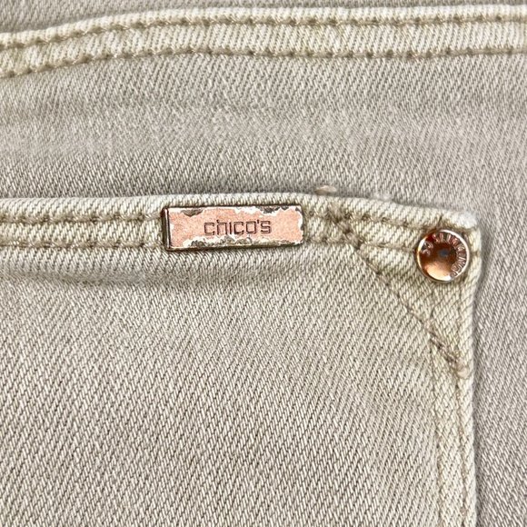 Chico's So Slimming Skinny Green Khaki Mid Rise Stretch Ankle Jeans Size 0 US 4 - Picture 6 of 10